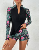 Swimsuit Sexy Plus Size Print Sun Protection Surf Suit Two Pieces Long Sleeve Swimsuit