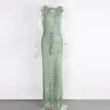 Women summer hollow tie tassel beach dress