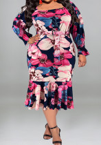 Plus Size Ladies Fall Long Sleeve Dress