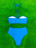 Color Block Strapless Strapless Sexy Bikini Two Pieces Swimsuit Swimwear