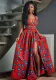 Print Lace-Up Multi Wear African Dress Ethnic Ladies Sexy Slit Maxi Dress