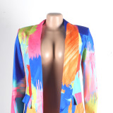 Casual Fashion Multi-Color Print Fashion Blazer Top