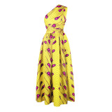 Print Lace-Up Multi Wear African Dress Ethnic Ladies Sexy Slit Maxi Dress