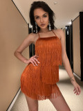 Women's Summer New Sexy Halter Neck Solid Tassel Jumpsuit