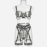 Sexy Lingerie Sexy See-Through Embroidery Mesh Low Back Set For Women