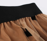 Plus Size Retro Tutu Skirt Elastic High Waist Mesh Skirt Mid-Length Printed Skirt