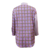 Fashion Autumn Long Sleeve Shirt Plaid Ladies Top