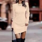 Fall/Winter Round Neck Long Sleeve Sexy Sweater Dress