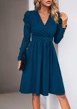 Ladies Elegant V-neck Long Sleeve Dress