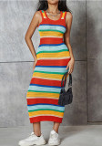 Autumn Women striped sleeveless dress