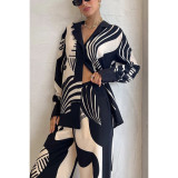 Women Turndown Collar Casual Print Long Sleeve Top and Pant Two-Piece Set