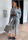 Women Round Neck Long Sleeve Sweater and Pants Two-Piece Set