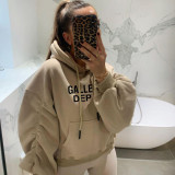 Autumn And Winter Fleece Hoodies Women's Solid Color Loose Style Top