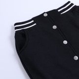 Long-Sleeved Color-Blocking Baseball Uniform Jacket High Waist Button Slit Skirt Autumn Fashion Suit For Women
