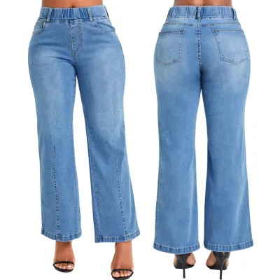 Fashion Elastic Waist Stretch Slim Fit Straight Pants