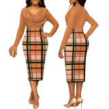 Sexy Fashion Digital Printing V-Neck Long Sleeve Women's Dress