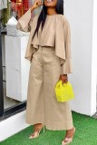 Women Casual Bell Bottom Sleeve Top and Wide Leg Pants Two-Piece Set