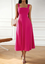 Ladies Elegant Solid Strap Dress