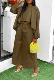 Women Casual Bell Bottom Sleeve Top and Wide Leg Pants Two-Piece Set