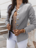 Women Long Sleeve Slim Breasted Blazer Jacket