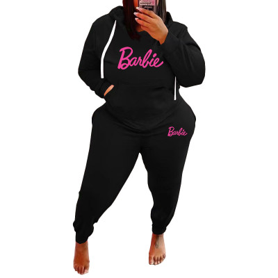 Plus Size Women Casual Sports Hoodies and Pant Two-Piece Set