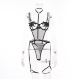 Lace Sexy Garter Bra Patchwork Hollow Sexy Bodysuit Lingerie Female