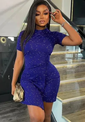 Slim Waist Print Chic Women's Summer Slim Jumpsuit