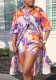 Women Casual Print Long Shirt and Shorts Two-Piece Set