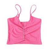 Women's Sexy Slim Camisole Top Diamond Embellished Crop Solid vest