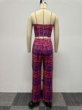 Women Printed Strapless Sleeveless Top and Pants Two-Piece Set