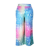 Women's Letter Print Loose Bright Casual Pants Spring Fall Fashion Trousers