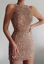 Trendy Sexy Crystal Sequin Bodycon Dress Evening Gown