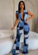 Women Summer Print Lace-Up Sleeveless Jumpsuit