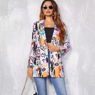 Women Print Casual Blazer Jacket