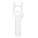 Women Long Sleeve Top and bandage dresses Two-Piece Set