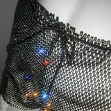 Women Super Glitter Diamond Fishnet High Waist Shorts Casual Rhinestone Shorts