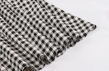 Plus Size Women's Sleeveless High Waist Black And White Check Vintage A-Line Dress With Belt