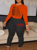 Women's Fashion Sport Casual Letter Print Long Sleeve Two-Piece Pants Set