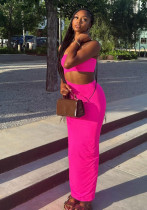 Women Summer Solid Sleeveless Strapless Cutout Dress