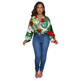 Plus Size Women's Spring Fall Casual Loose Long Sleeve Printed Top