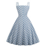 Summer Plus Size Women's Polka Dot Straps Sweet Fashion Midi Dress
