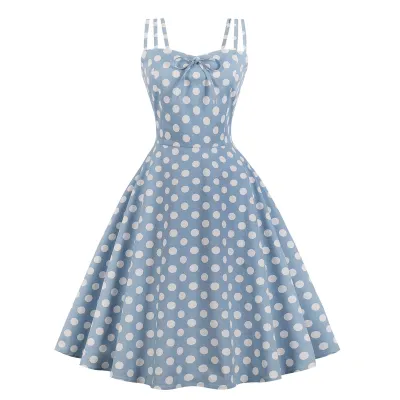 Summer Plus Size Women's Polka Dot Straps Sweet Fashion Midi Dress