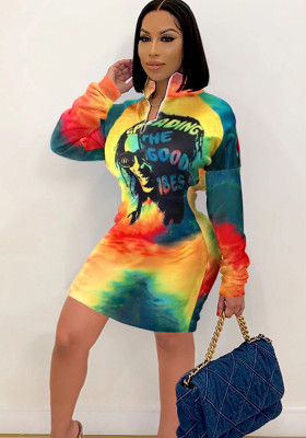 Women Sexy Printed Long Sleeve Dress