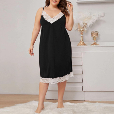 Plus Size Sexy Straps Lace Dress Pajamas Home Dress Sexy Nightdress