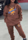 Plus Size Fall Winter Ladies Print Casual Tracksuit