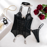 Women See-Through Mesh Lace-Up Sexy Lingerie