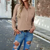 Women's Autumn And Winter Solid Color Turndown Collar Knitting Top