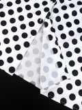 Tie-Neck Long-Sleeved Women's Career Style Shirt Black And White Polka Dot Plus Size Women's Casual Blouse