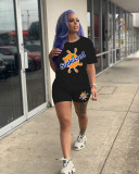 Women printed short-sleeved T-shirt and shorts two-piece set