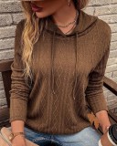 Autumn Solid Color Long-Sleeved Hooded Pullover Knitting Shirt For Women